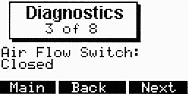Main menu: Diagnostics screen Diagnostics The Diagnostics screen allows you to monitor all of the analog and discrete inputs to the Vapor-logic3 control system.
