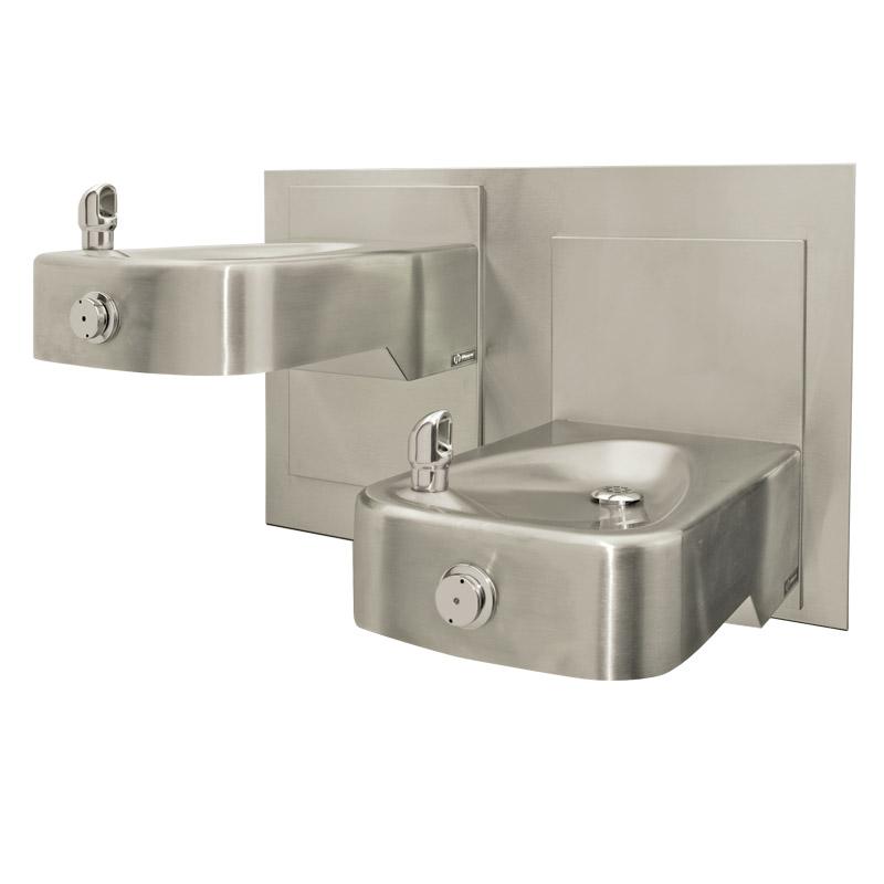 2.1 I- Drinking Fountain, DF-1 model 1117L Barrier-Free Dual Wall Mount Fountain FEATURES & BENEFITS CONSTRUCTION One-piece stamped basin with low-profile design made of 14 gauge Type 304 stainless