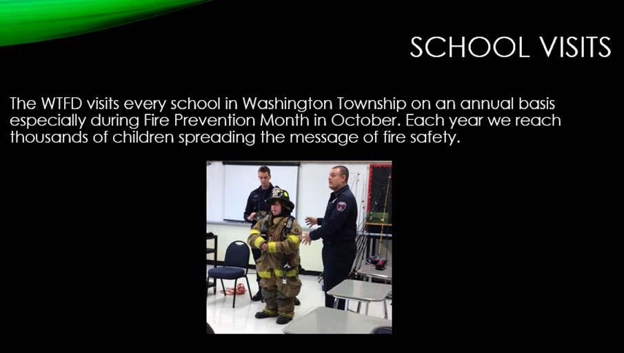 Since its inception, the Bureau of Fire Prevention has grown due to the increased inspection responsibilities attributed to continued growth in Washington Township.