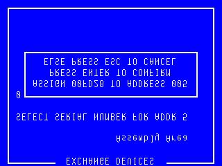 Exiting option : To cancel the exchange press the Esc key. Device select : Press Enter to confirm the details of the exchange.