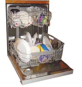 Dishwasher Scrape food off dishes and rinse lightly with cold water before placing them in the dishwasher. Run the dishwasher when it has a full load of dishes.