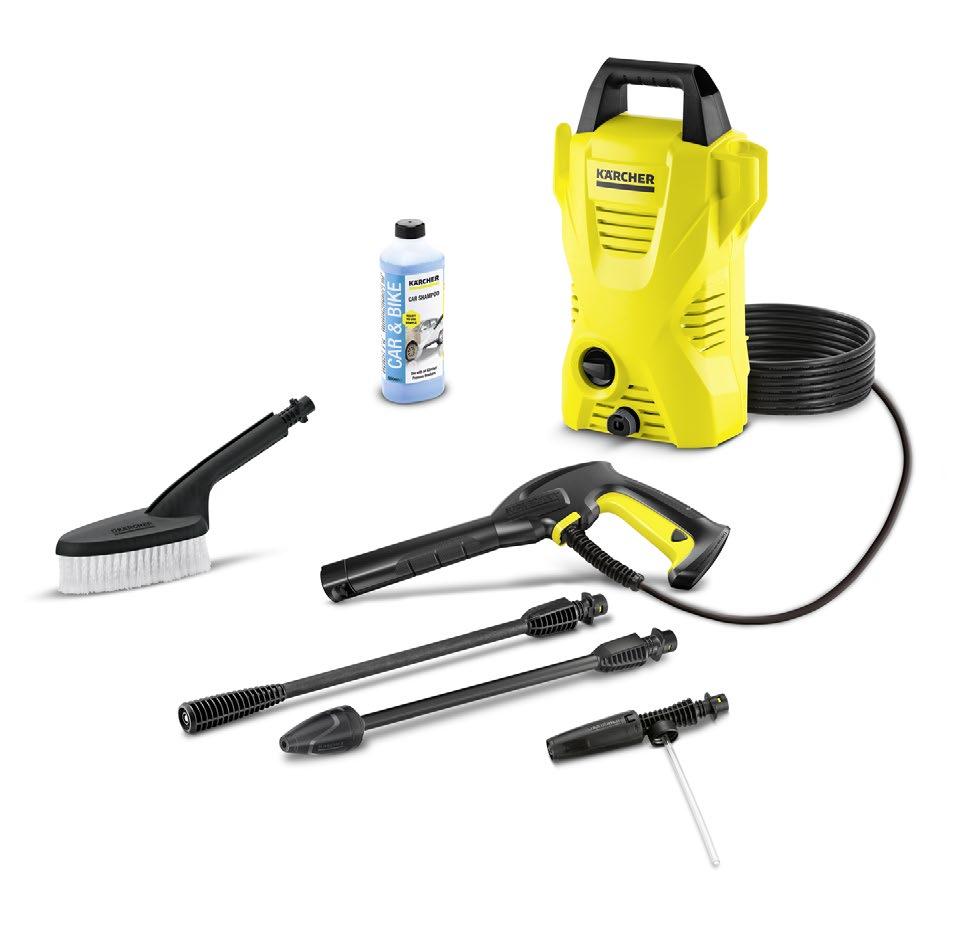 K 2 Compact Car The "K2 Compact Car" high-pressure cleaner is ideal for removal of normal dirt, easy to transport and includes a Car Kit with wash brush, foam nozzle and car shampoo.
