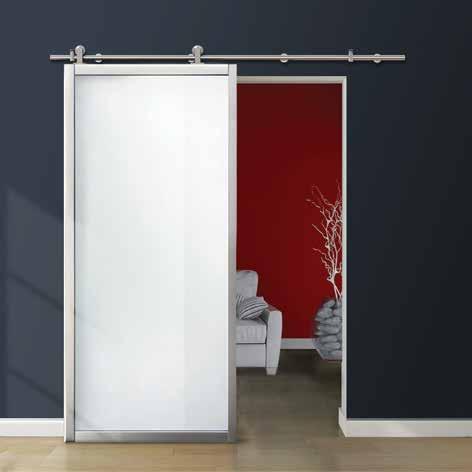 94-460 Series Satin Aluminum Framed Door with Stainless Steel Finish Barn Door