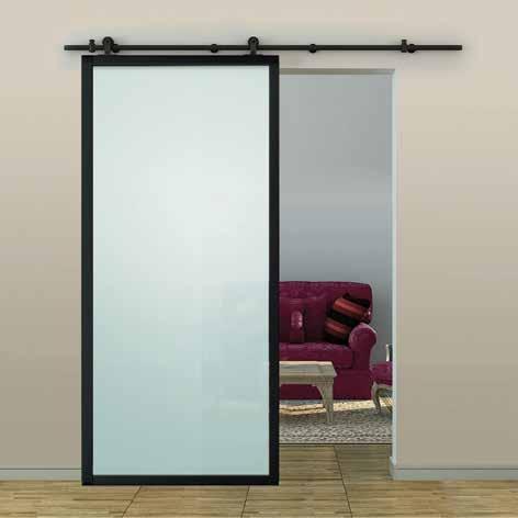 94-460 Series Black Black Aluminum Framed Door with Black Barn Door Hardware