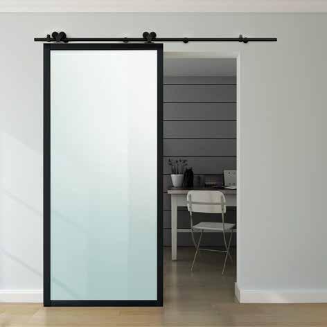 94-470 Series Black Black Aluminum Framed Door with Stainless Steel Finish Barn Door