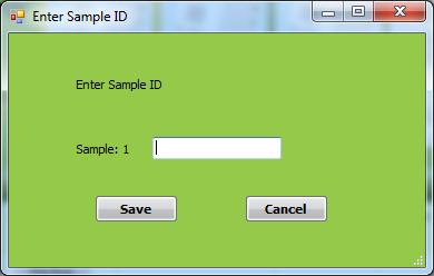 Composing Methods Figure 8-21. Enter Sample ID Window Step 13: Click Save. The Food Color Method will be assigned and used to process sample 1. ml Figure 8-22.