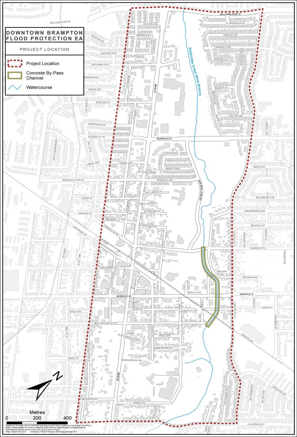 Project overview Study location Existing flood protection (a concrete-lined bypass channel), cannot convey