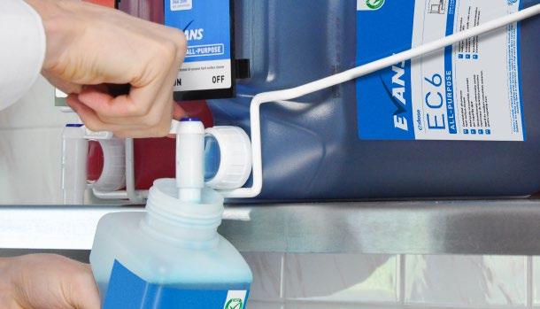 Fill a trigger spray bottle or bucket with water and place under the appropriate dispenser.