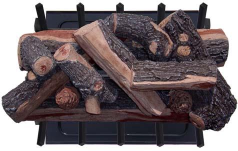 Some log sets have two separate front logs which simulate a charred/burnt effect between the two halves.
