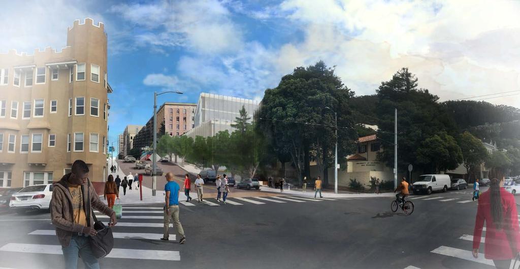 PUBLIC REALM Potential Arrival at 5 th and Parnassus Western arrival at Parnassus Avenue and 5 th Avenue Enhance street presence, create a