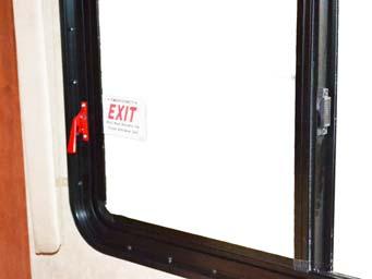 need arise. To use slider windows as an exit: Lift window latch UP. Slide the window open. Either slide the screen open or push the screen material out, depending on window construction.