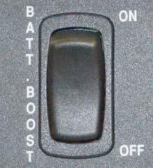 Press and Hold the Battery Boost switch in the ON position while turning ignition key for emergency starting power.