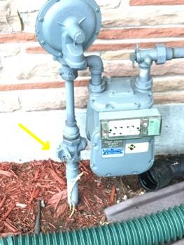 Main Gas shutoff is located to the lower left of the meter.