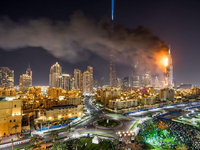 Torch Tower, Dubai 08/2017 Earlier fire already in 2015 Cigarette caused Dubai's Torch tower fire / Butt thrown from balcony landed on plant pots,