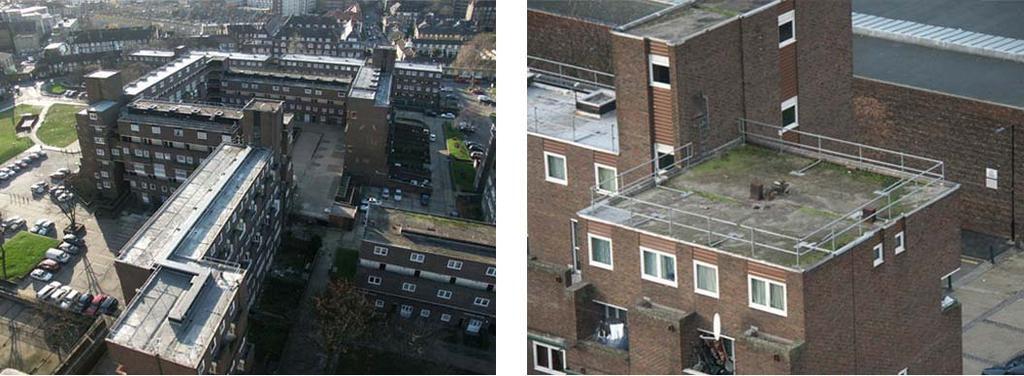 UK Example of Retrofit Green Roof Ethelred Housing Estate, Lambeth Estate