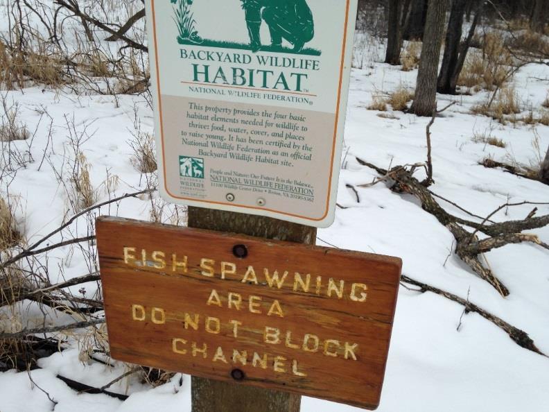 Sign at the channel between Snail Lake and the wetland