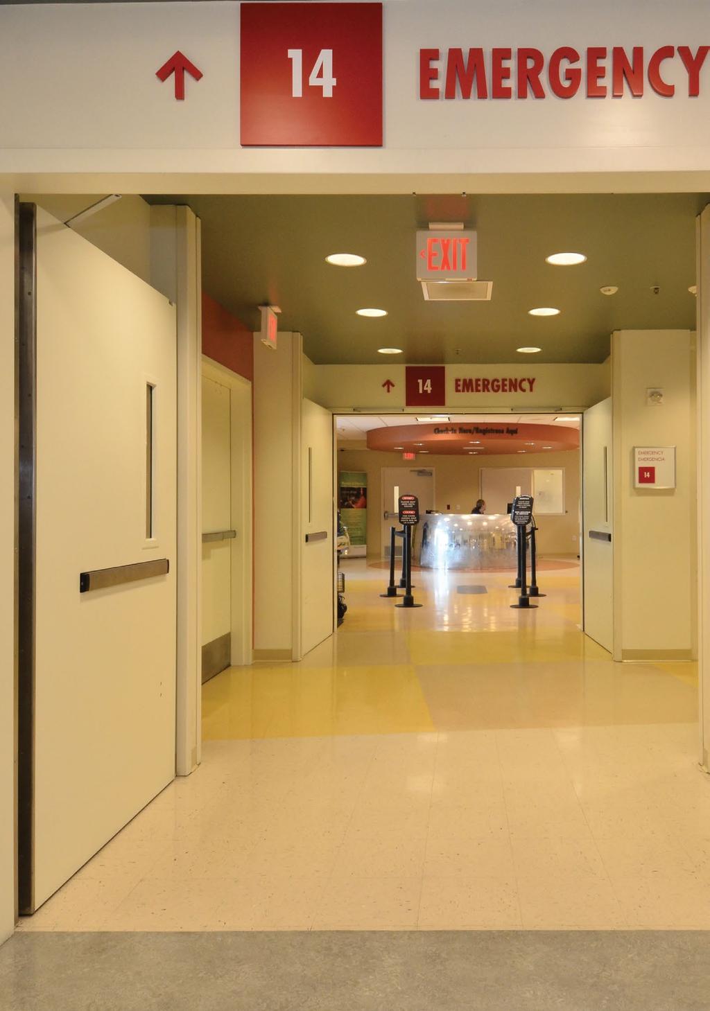 Doors & Frames Integrated Door Assembly With pocketed options and inset exit devices, The RITE Door provides clean sight lines and clear opening widths for healthcare facilities.