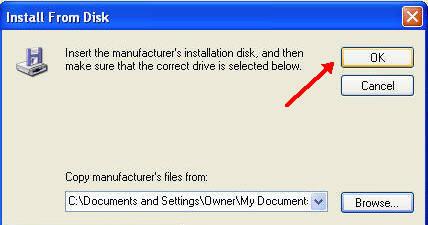 13. Install From Disk The driver file,