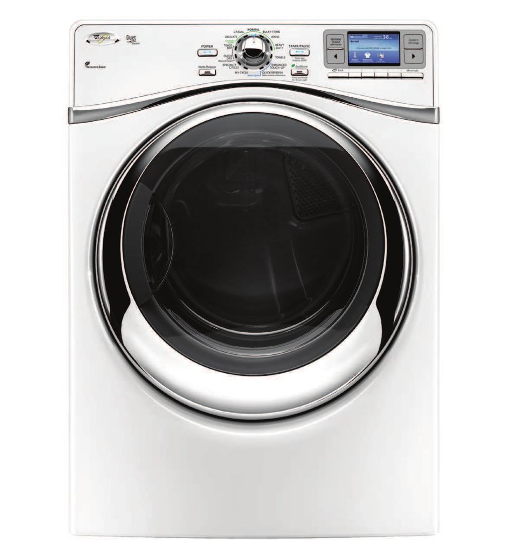 Duet High Efficiency Electric Dryer with Steam Cycles (WED97HEX... http://www.whirlpool.