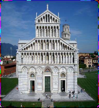 Pisa Cathedral Externally, blind arcades, built in stripes of red and white marble, ornament