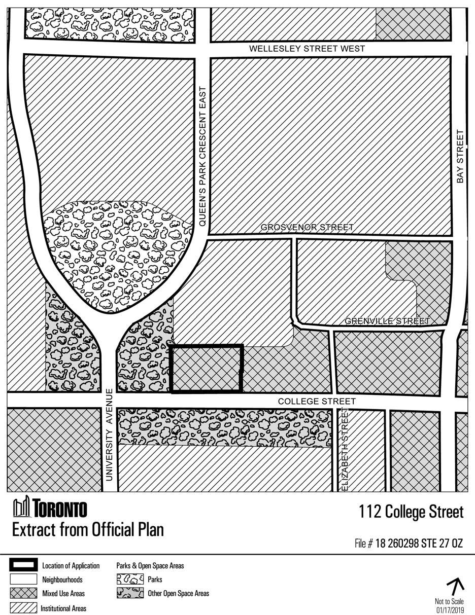 Attachment 4: Official Plan Map WELLESLEY STREET WEST Extract from Official Plan 112 College Street File# 18 260298 STE 27 OZ C::::I Location of Ap~ication [:=:] Neighbourhoods ~ Mixed Use