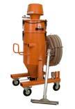 The high vacuum allows for transportation of material over long distances. Trolley mounted container easily tips to discharge its content.