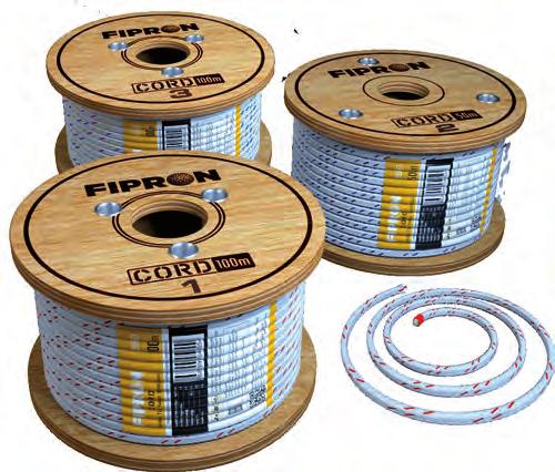 FIPRON CORD is coated with a high temperature resistant gas permeable mesh to ensure the mechanical strength of the product and to maintain the solid products of the reaction.