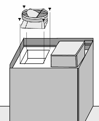 6 1. Using a spirit level, mark a vertical line on the wall (Central to the cook top installed below) to indicate the centre location of the hood and a horizontal line where the hood base will be
