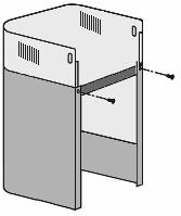 Connect the Lower Chimney retaining bracket to the Lower Decorative Chimney with 2 x ST4x8mm screws, do not fully tighten, allowing for sufficient clearance to
