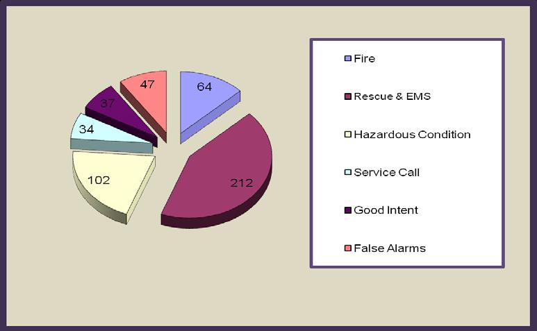Incident Reporting By Type of Incident January 1- December 31, 2013 TYPE OF INCIDENT: 100's Fire 64 300's Rescue & EMS 212