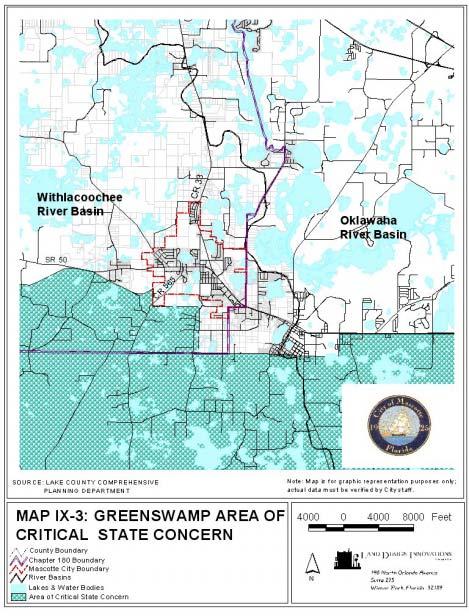 B) Map of the Green Swamp Overlay District C) Overview of Development Standards in the Green Swamp Overlay Area.
