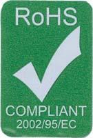 The RoHS compliant label indicates that the product complies with the European union