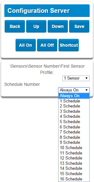 One of 16 configurable schedules can be allocated to any sensor s schedule number. Sensor profile schedules determine when to allocate a sensor profile to a sensor.