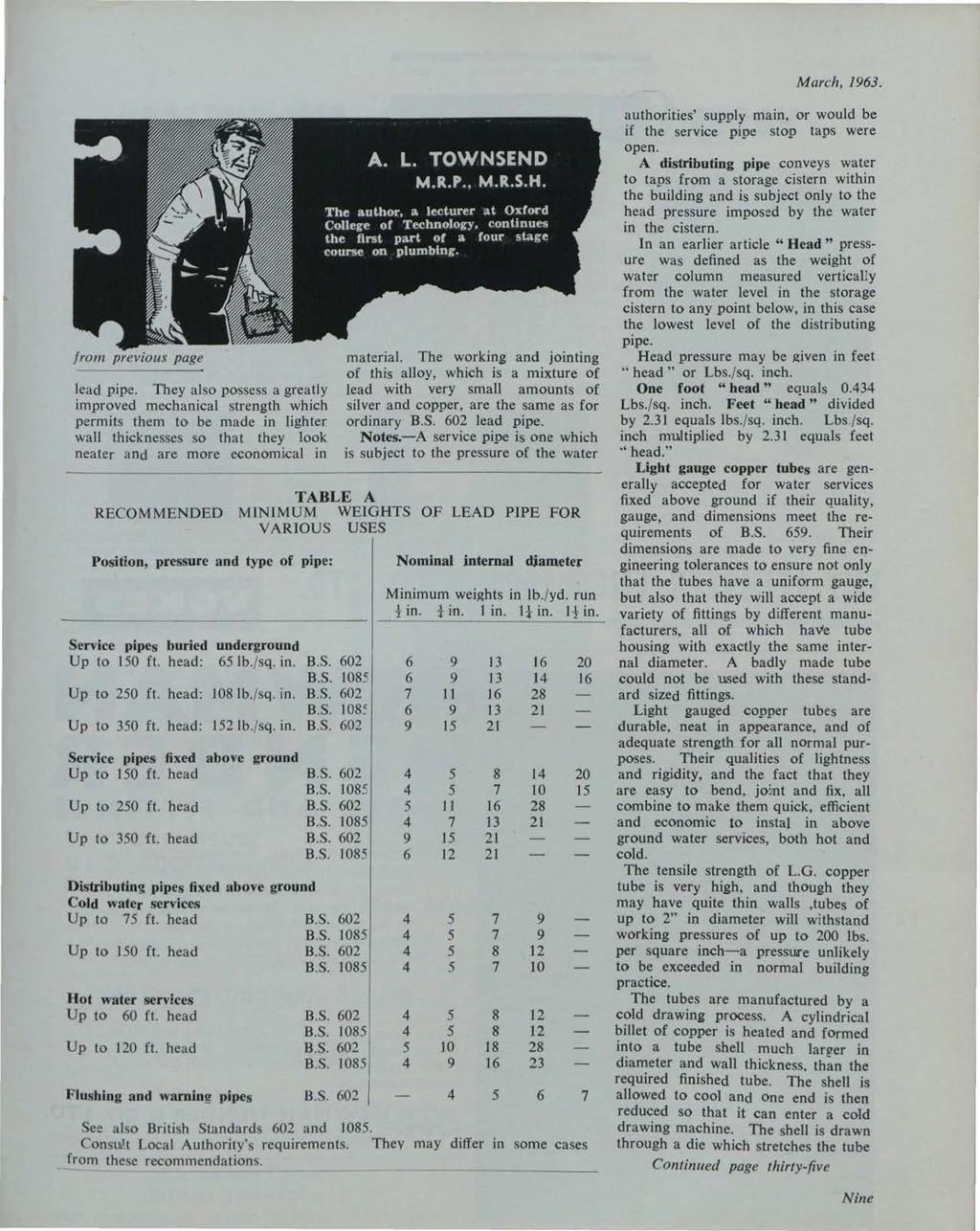 et al.: The Irish Plumber and Heating Contractor, March 1963 (complete is from previous page lead pipe.