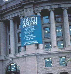 Boston South Station s façade during renovation.