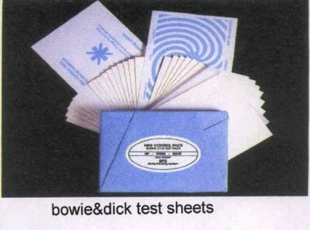 Bowie & Dick type test pack (single use) : Basic principles : Air removal test for daily use. For use in Pre-vacuum steam sterilizer working at 134 o C for up to 3.5 minutes.