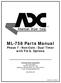 ML-758 Parts Manual. Phase 7 / Non-Coin / Dual Timer with F.S.S. Options