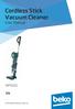 Cordless Stick Vacuum Cleaner User Manual