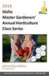 2018 Idaho Master Gardeners Annual Horticulture Class Series