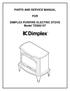 PARTS AND SERVICE MANUAL FOR. DIMPLEX PURIFIRE ELECTRIC STOVE Model TDS8515T