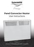 Panel Convector Heater User Instructions