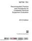 NFPA 791. Recommended Practice and Procedures for Unlabeled Electrical Equipment Evaluation Edition
