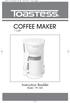 COFFEE MAKER. Instruction Booklet 1 CUP. Model : TFC-343