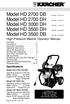 High Pressure Washer Operator Manual. Specifications Model HD 2700 DH/DB