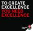 TO CREATE EXCELLENCE YOU NEED EXCELLENCE
