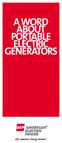 A WORD ABOUT PORTABLE ELECTRIC GENERATORS