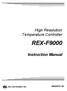 High Resolution Temperature Controller REX-F9000. Instruction Manual IM9000F01-E5 RKC INSTRUMENT INC.