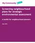 Screening neighbourhood plans for strategic environmental assessment. A toolkit for neighbourhood planners