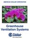 AMERICAN COOLAIR CORPORATION. Greenhouse Ventilation Systems. Farm Products Division