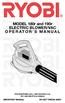 MODEL 180r and 190r ELECTRIC BLOWER/VAC OPERATOR S MANUAL